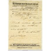 Telegram about the robbery, September 7, 1876