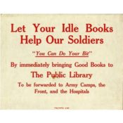 Poster urging people to donate books to soldiers, 1918